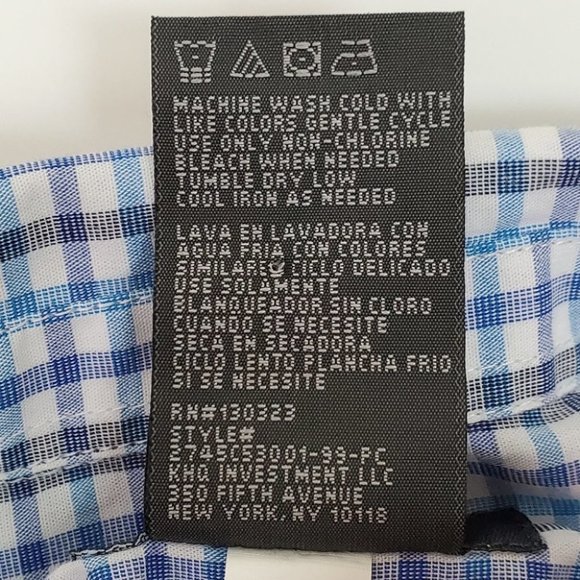 Kenneth Cole Reaction Boy's Blue Plaid Button Up Long Sleeve Shirt Size 5 - Picture 5 of 5